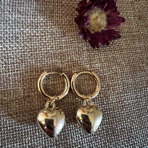 Boucles d’oreilles style PIPPA doré cœur sezane idéal mariage lesbijouxdeprune