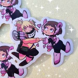 My Hero Academia Togachako Float-Vinyl-Aufkleber | Himiko Toga & Ochako Uraraka Chibi Kunst