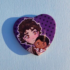 Jayce x Viktor Heart Shaped Pin | Jayvik Arcane 2&quot; Tin Plate Button | Cute Anime Gaming Pin