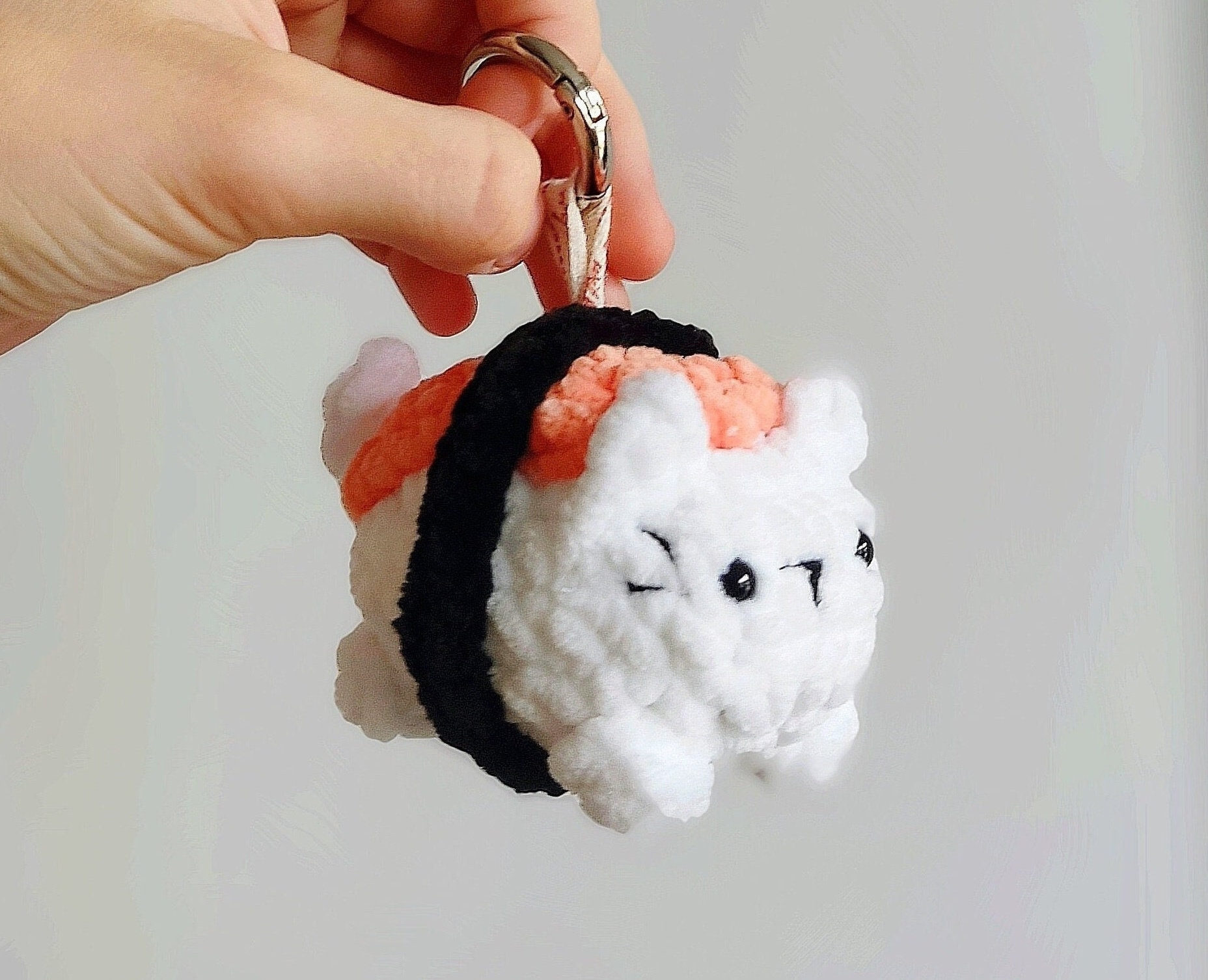 Amigurumi Crochet Sushi Cat Keychain Etsy