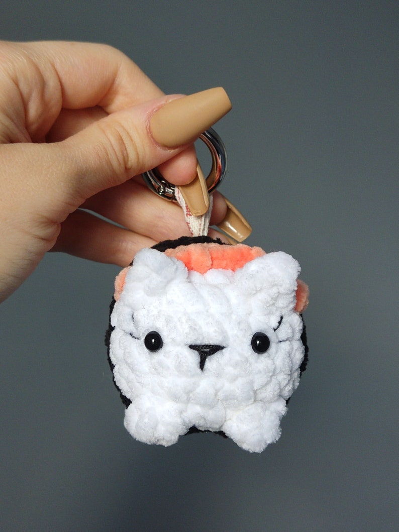 Amigurumi Crochet Sushi Cat Keychain Etsy
