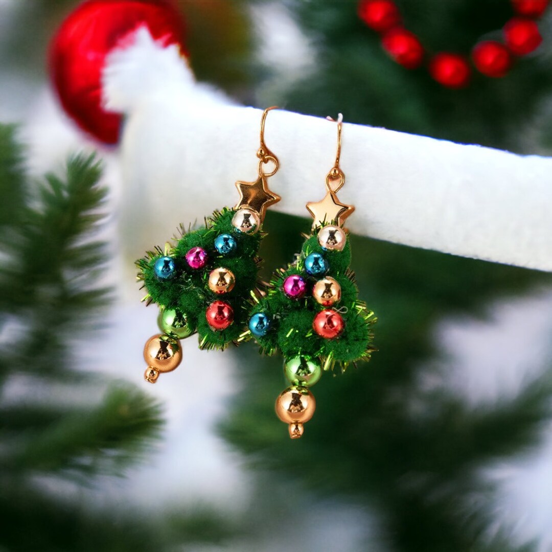 Weihnachtsbaum Ohrringe Rote und Grüne Festliche Ohrringe Etsy.de