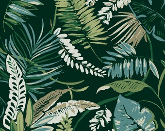 Tropical Toss dark green Wallpaper York