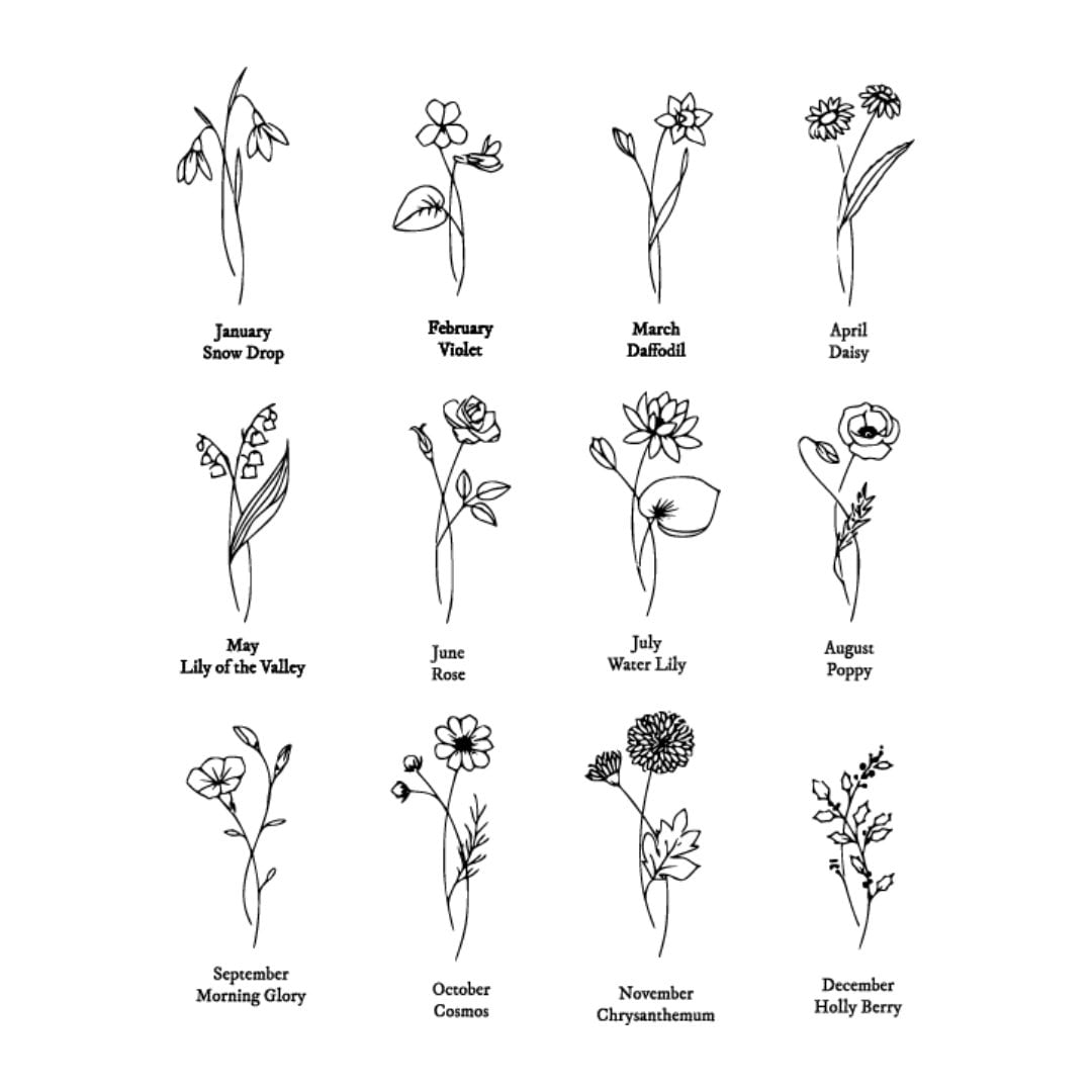Birth Month SVG and PNG Birth Month Flower Birth Flower Etsy UK
