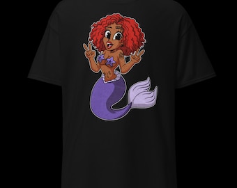 Black Mermaid T-Shirt (Unisex) (Large)