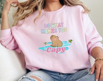Capybara Grafik Sweatshirt | Pastell Tier Design, gemütliche Baumwollmischung