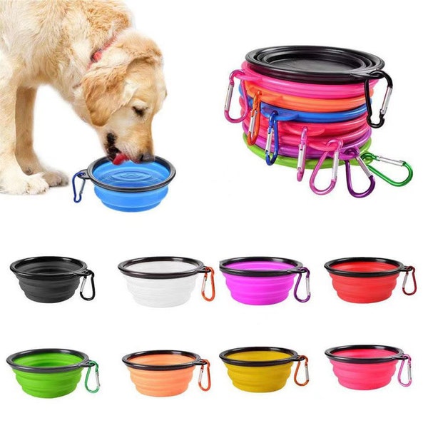 Pet Folding Silicone Bowl Outdoor Travel Portable Puppy Food Container Feeder Dish Bowl Large Collapsible Dog - 350/1000ml