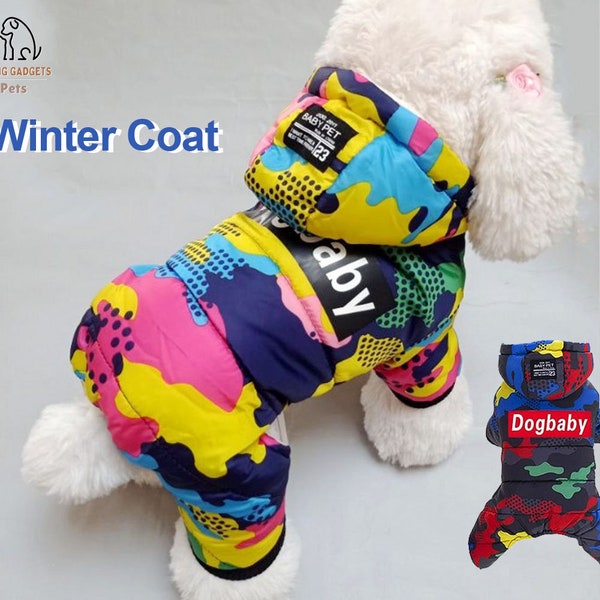 Pet Winter Clothes - Fashion Camo Printed - Small Dog Coat - Warm Cotton Jacket - Pet Outfits - Ski Suit for Dogs and Cats