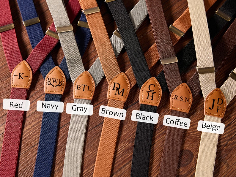 Custom Leather Suspenders,Personalized Suspenders,Suspenders For Men,Groomsmen Suspenders,Groomsman Gift,Wedding Suspenders,Rustic Suspender image 8