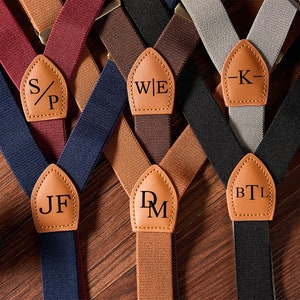 Custom Leather Suspenders,Personalized Suspenders,Suspenders For Men,Groomsmen Suspenders,Groomsman Gift,Wedding Suspenders,Rustic Suspender image 1