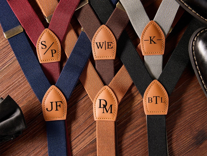 Custom Leather Suspenders,Personalized Suspenders,Suspenders For Men,Groomsmen Suspenders,Groomsman Gift,Wedding Suspenders,Rustic Suspender image 1