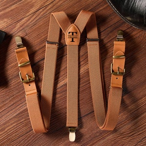 Custom Leather Suspenders,Personalized Suspenders,Suspenders For Men,Groomsmen Suspenders,Groomsman Gift,Wedding Suspenders,Rustic Suspender image 3