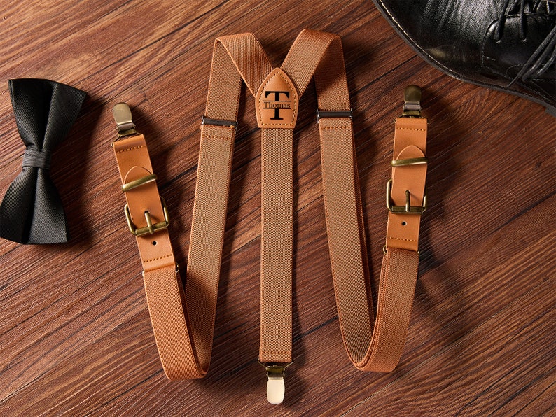 Custom Leather Suspenders,Personalized Suspenders,Suspenders For Men,Groomsmen Suspenders,Groomsman Gift,Wedding Suspenders,Rustic Suspender image 3