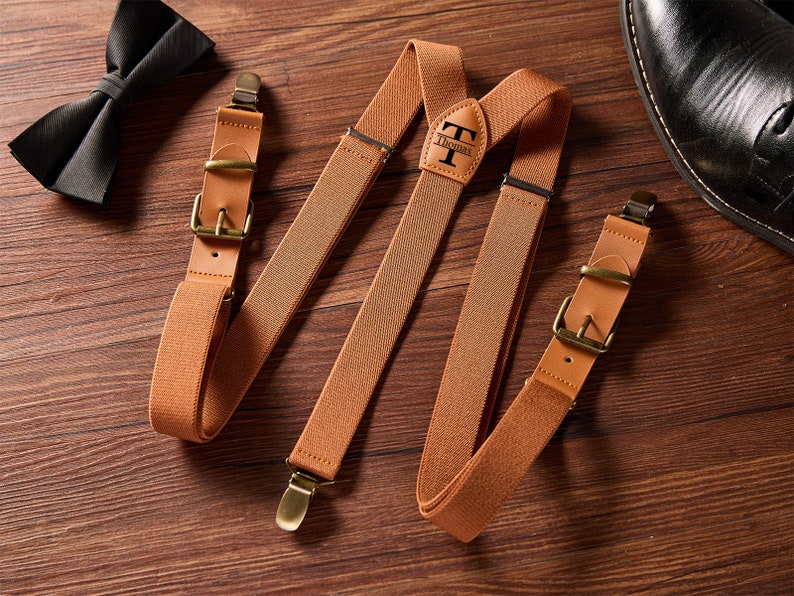 Custom Leather Suspenders,Personalized Suspenders,Suspenders For Men,Groomsmen Suspenders,Groomsman Gift,Wedding Suspenders,Rustic Suspender image 4