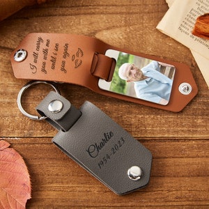 Porte-clés photo personnalisé pour papa, accessoire homme, porte-clés en cuir avec porte-clés photo, cadeaux pour lui, cadeau d'anniversaire, idée cadeau pour jeunes mariés