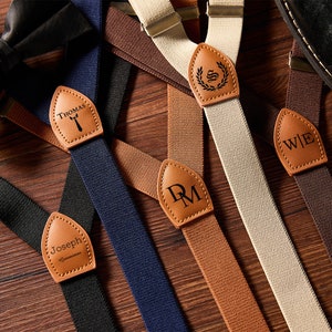 Custom Leather Suspenders,Personalized Suspenders,Suspenders For Men,Groomsmen Suspenders,Groomsman Gift,Wedding Suspenders,Rustic Suspender image 2