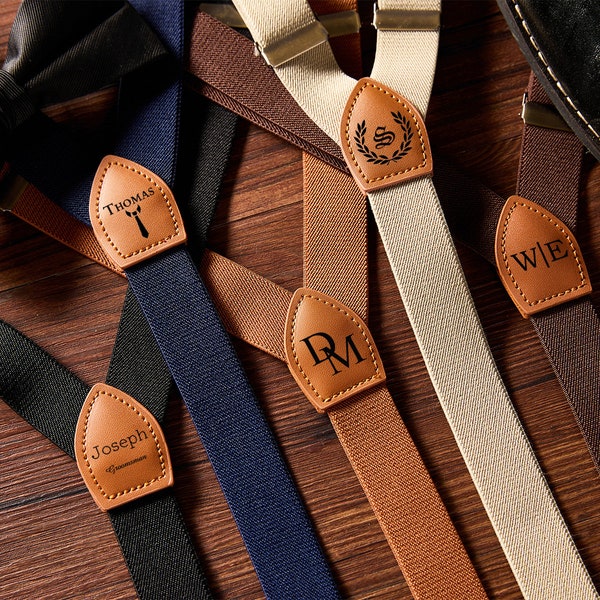 Custom Leather Suspenders,Personalized Suspenders,Leather Suspenders For Men,Groomsmen Suspenders,Groomsman Gift,Wedding Rustic Suspender