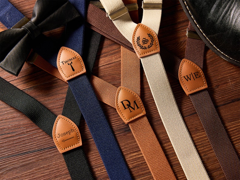 Custom Leather Suspenders,Personalized Suspenders,Suspenders For Men,Groomsmen Suspenders,Groomsman Gift,Wedding Suspenders,Rustic Suspender image 2