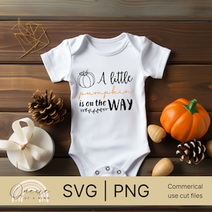 Een kleine pompoen is onderweg SVG | PNG | Een kleine pompoen babyshower | Een kleine pompoen is onderweg Decoraties | Pompoen rompertjes