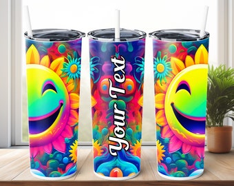 Psychedelic Sunflower 20oz Tumbler, Personalized, Custom Skinny Tumbler