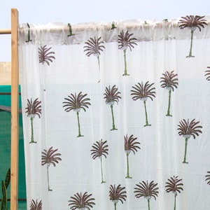 Tree block Print Curtains Panel Set of 2 Pure Cotton Block Printed Curtains for Living room, Farmhouse curtains