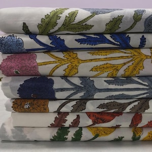 Block Print Curtains Panel, Pure Cotton Mughal Floral Drapes for Bedroom, Farmhouse Decor Curtains