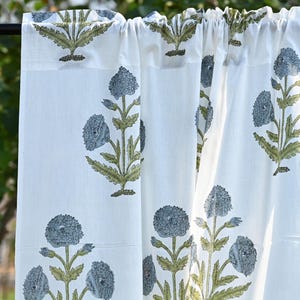Printed Curtains for living Room Set of 2 Panels Cotton Hand Block Curtains, Drapes for Bedroom, Farmhouse Decor Curtains Window Treatments