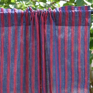 Red Striped Curtain Panels, Handprint Drapes for Living Room, Farmhouse Decoration Curtains Window Treatments