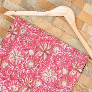 Cotton hand block print Fabric by the yard dress fabric, Floral printed kids women dress making fabric Soft light weight Fabric width 44"