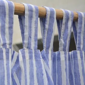 2 Panels Striped Curtain Panel Hand Block Print Curtains Cotton Drapes for Bedroom, Farmhouse Curtains, Window Treatments, Shower Curtains