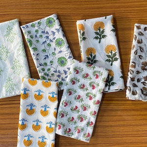Set di 6 tovaglioli riutilizzabili assortiti, tovaglioli in stoffa stampati, tovaglioli da tavola in cotone lavorati a mano, tovaglioli da abbinare, set di tovaglioli per feste di matrimonio