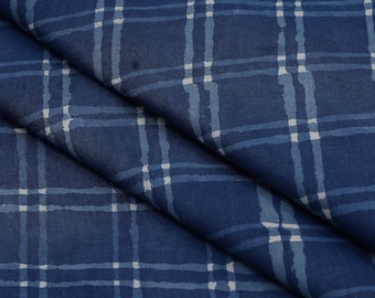 Indian Hand Block Print Fabric – Indigo Blue Fabric Soft 100% Cotton, Natural Handmade, Ideal for Dressmaking, Crafts, Quilting Fabric