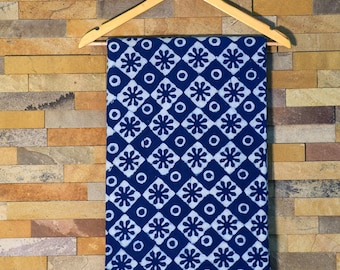 Hand Dyed Indigo Cotton Fabric, Block Print, Soft Pure Cotton, By The Yard
