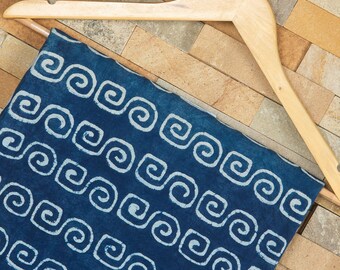 Indigo Cotton Fabric, Hand Block Printed Indian Textile, Soft Cotton by the Yard