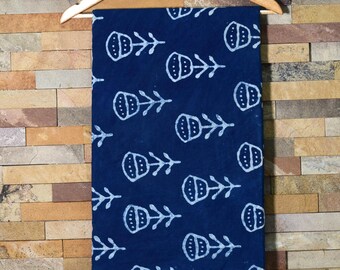 Indigo Cotton Fabric, Hand Block Printed, Natural Indian Fabric