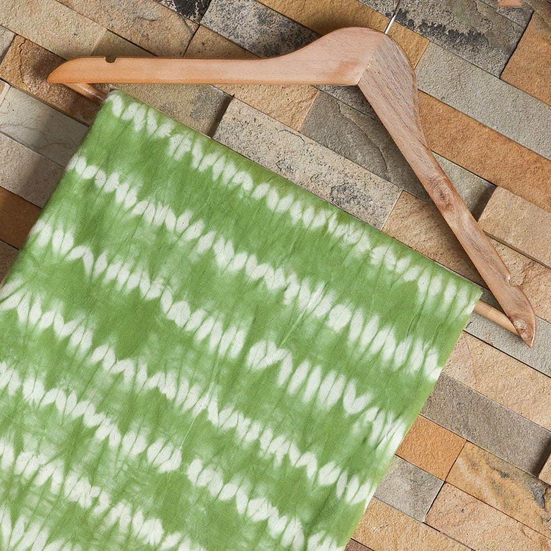 Green - Tie & Dye Pure Cotton Shibori Fabric 08