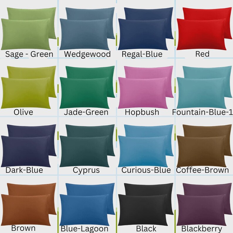 Organic Cotton Pillowcase Set of 2, Solid Color with Hidden zipper closure image 10