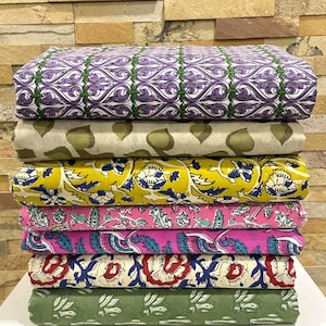 Hand Block Print Fabric | Pure Cotton Sewing Fabric, Soft Dress Making Fabric, Indian Soft Cotton Fabric By The Yard, Women&#39;s Clothing