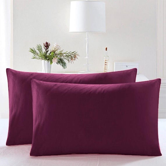 Organic Cotton Pillowcase Set of 2, Solid Color with Hidden zipper closure
