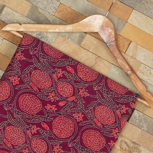 Roter Baumwollstoff mit Blumenmuster - Blockdruck - indischer Handblockdruck Stoff zum nähen