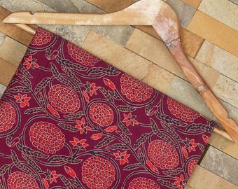 Roter Baumwollstoff mit Blumenmuster - Blockdruck - indischer Handblockdruck Stoff zum nähen