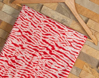 Red Shibori Tie Dye Fabric, Organic Cotton Voile by Yard, Boho Hand Dyed Textile