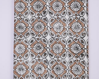 Hand Block Print Cotton Fabric By The Yard Brown Floral Indian Fabric Upholstery Fabric Curtain Fabric Home Decor Fabric Quilting Fabric
