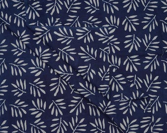 Indigo Cotton Fabric by the Yard | Hand Block Print Textile