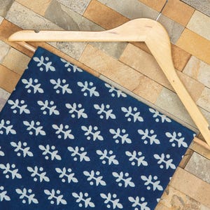 Indigo Block Print Fabric By the yard, Pure Cotton Fabric, Dressmaking Fabric, Light Weight Soft natural color dye Mud cloth Fabric