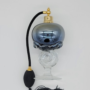 Vintage Art Deco Hand Blown Iridescent Glass Perfume Bottle Atomizer