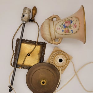 Vintage DIY Porcelain Lamp with Brass Base. Cottage core, shabby chic, vintage chic.