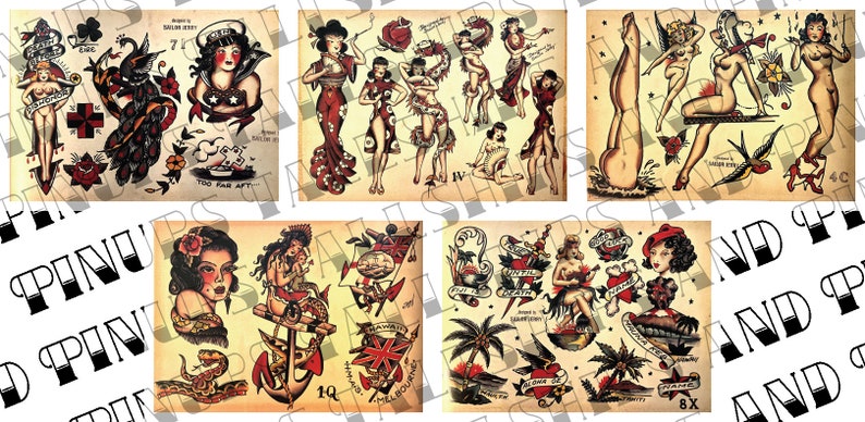 Old School Traditional Tattoo Flash Sailor Jerry Digital Download 5 Sheets (Vol 1) (36-40) image 1