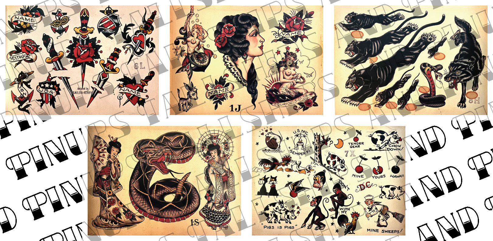 Old School Traditional Tattoo Flash Sailor Jerry Digital