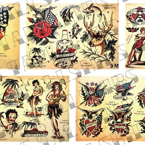 Old School Traditional Tattoo Flash Sailor Jerry Digital Download 5 Sheets (Vol 1) (6-10)